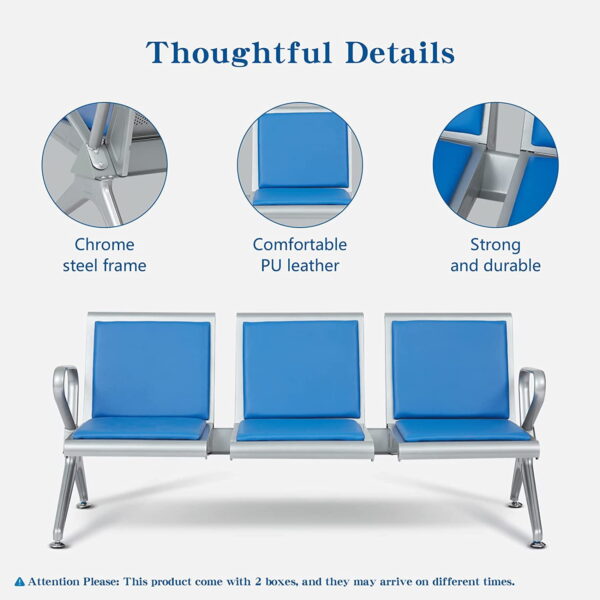 three Seater Waiting Chair with Cushion - Image 5